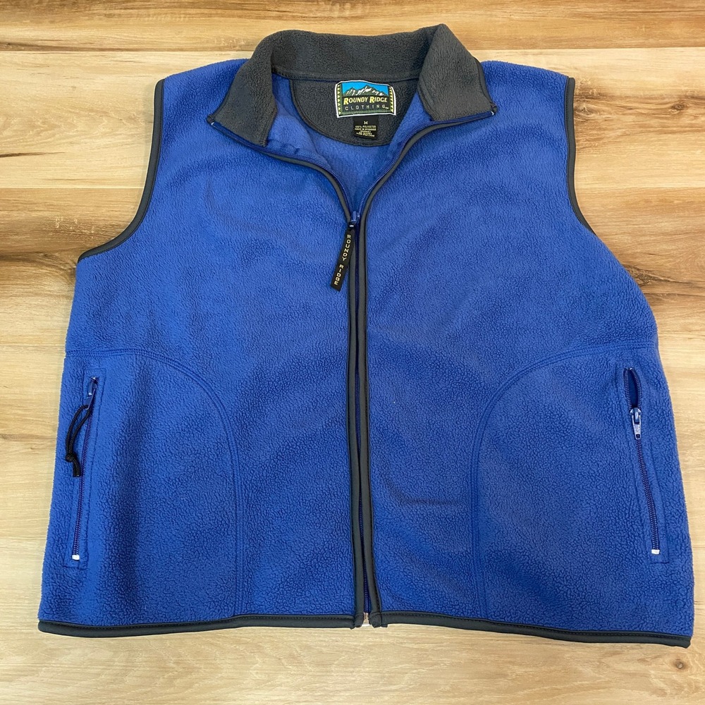 Roundy Ridge Fleece Vest Full‎ Zip Mens Medium Blue Outdoor
